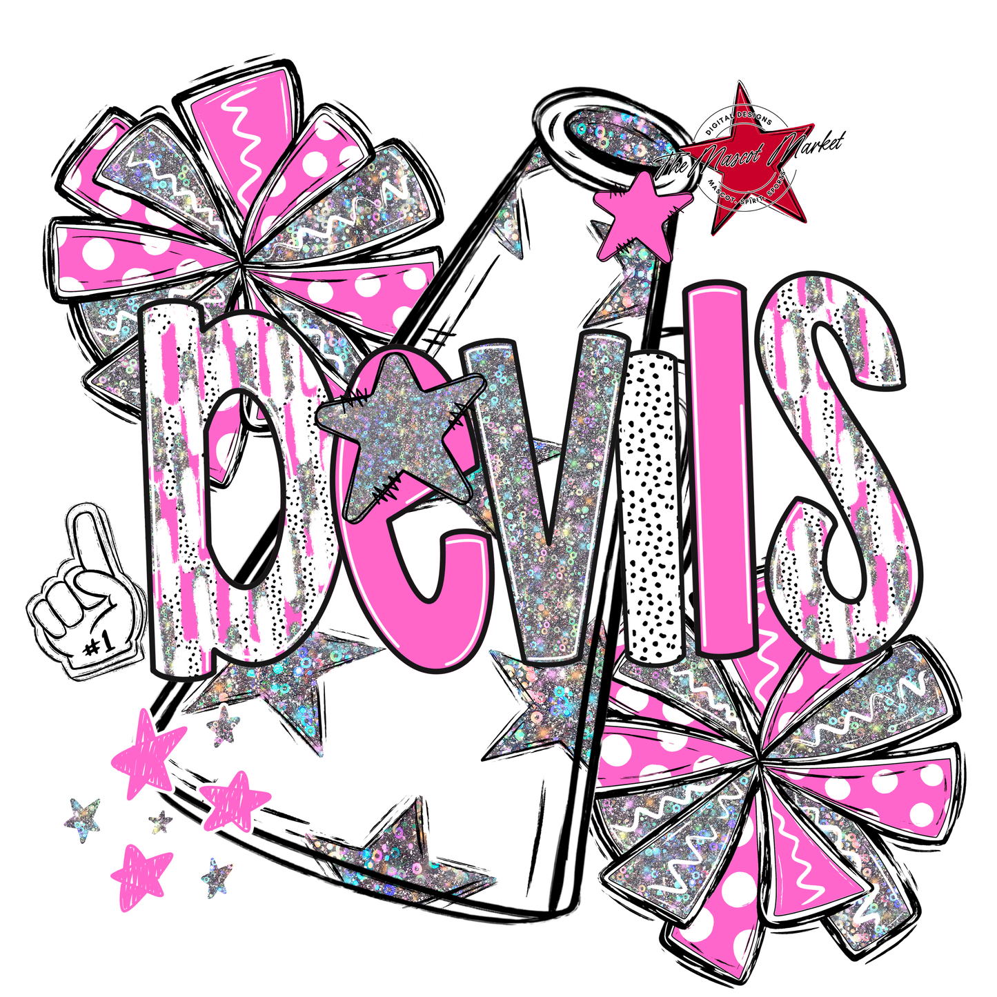 Devils Cheer Megaphone Scrape-Baby Pink