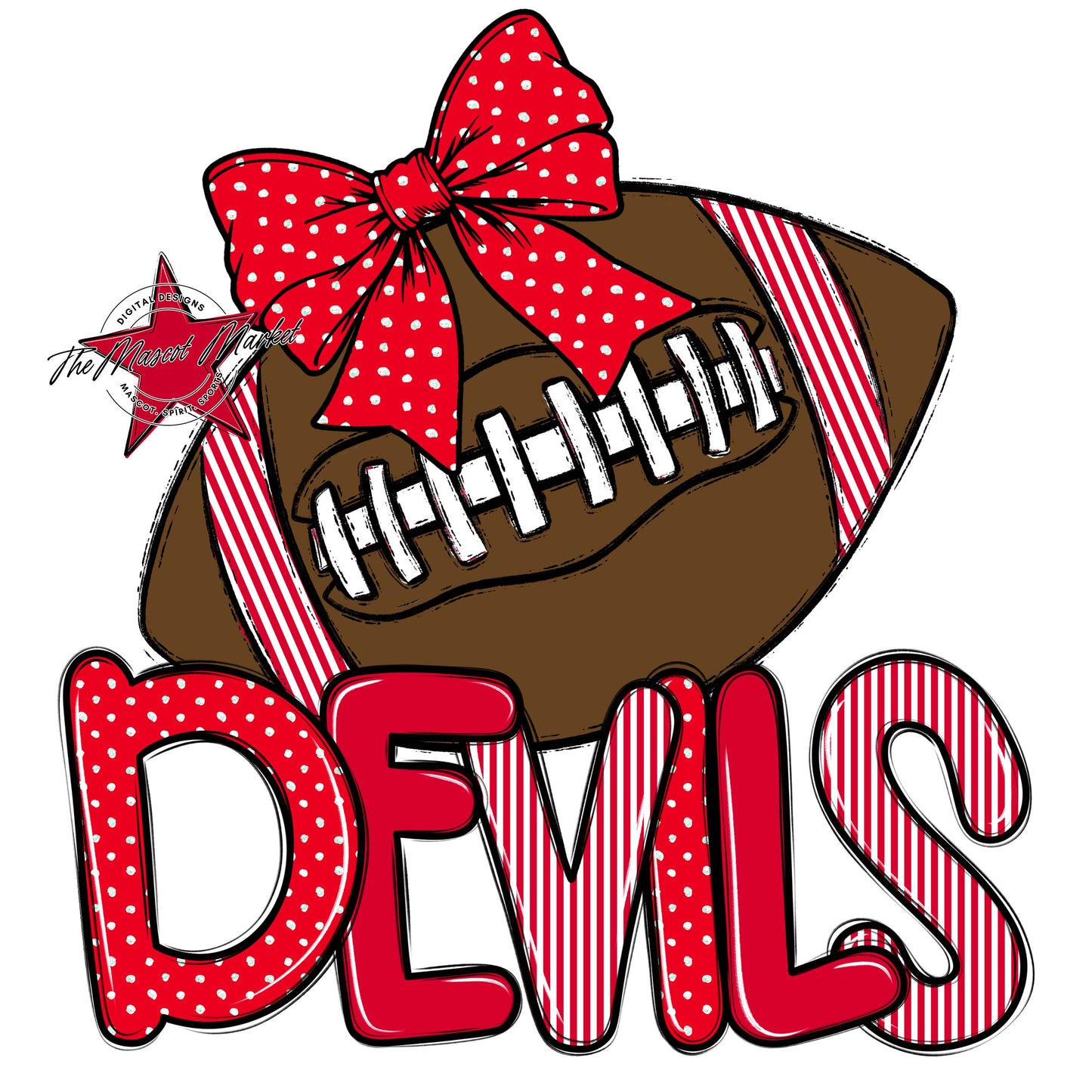 Devils Football Spirit Design-Red