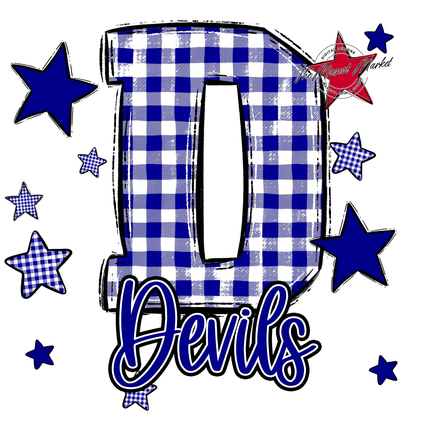 Devils Plaid Star Design-Blue