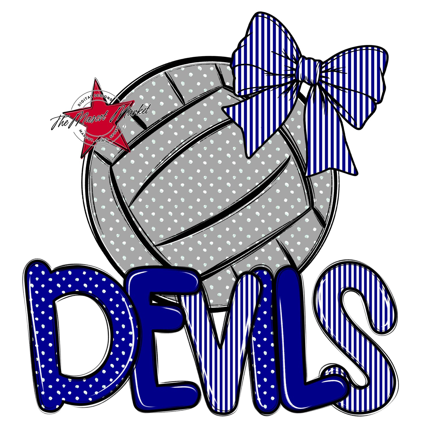 Devils Volleyball Spirit Design-Blue