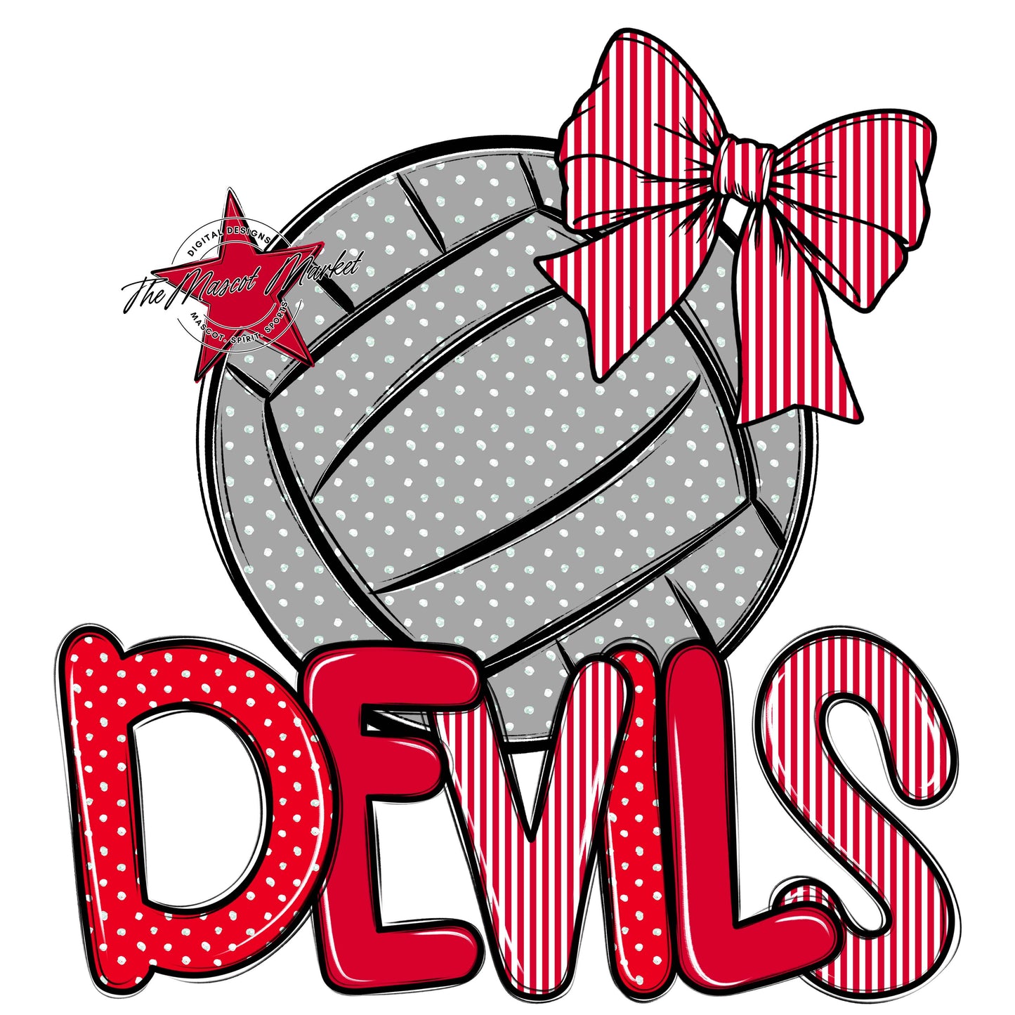 Devils Volleyball Spirit Design-Red