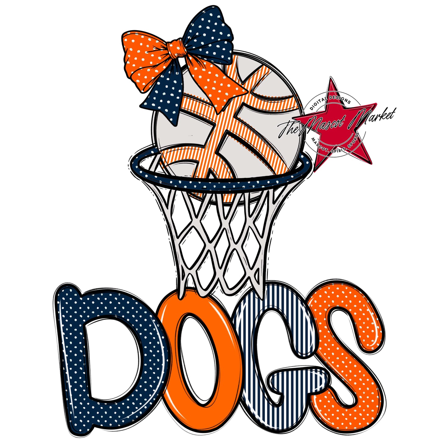Dogs Basketball Spirit Design-Navy & Orange