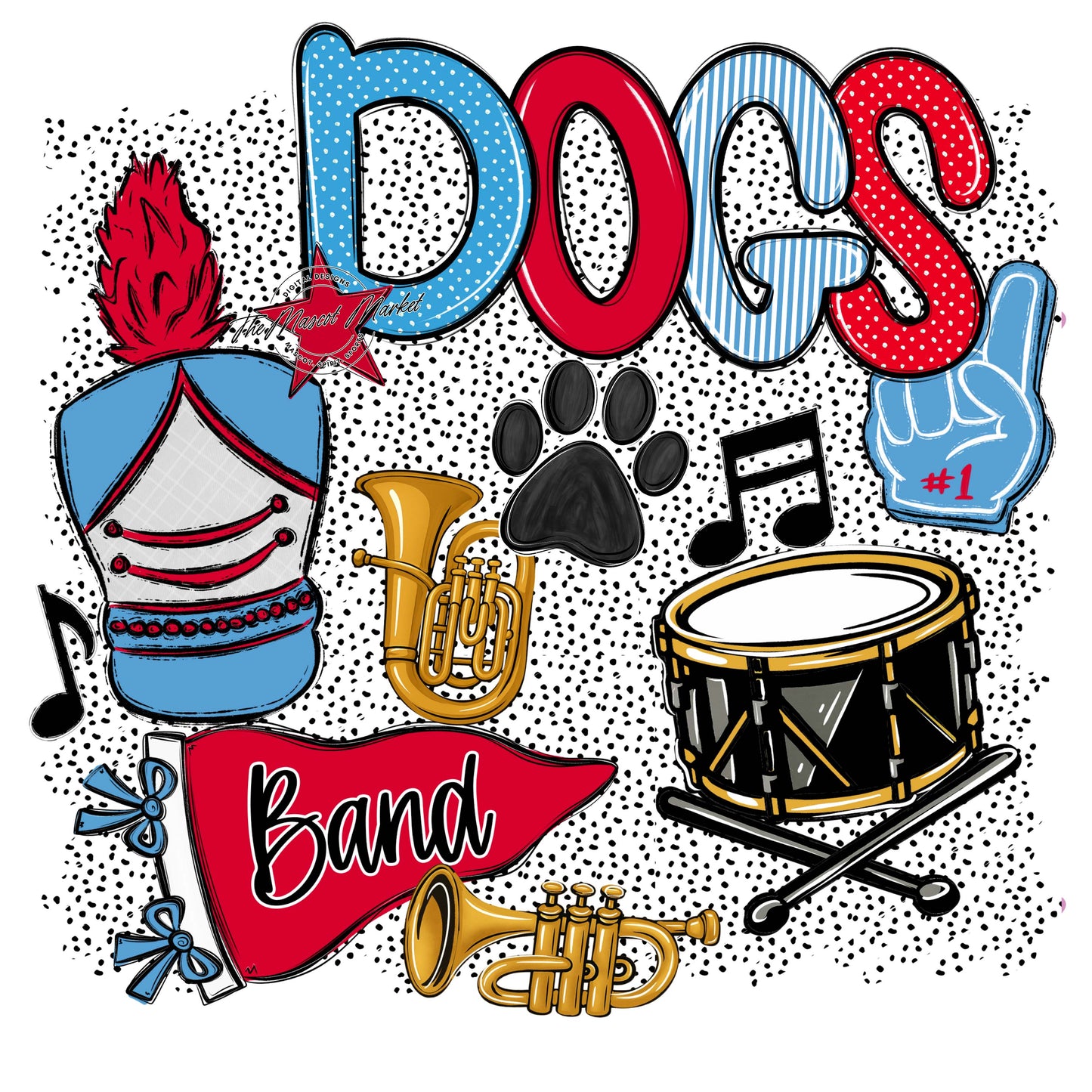 Dogs Band Spirit-Carolina Blue & Red