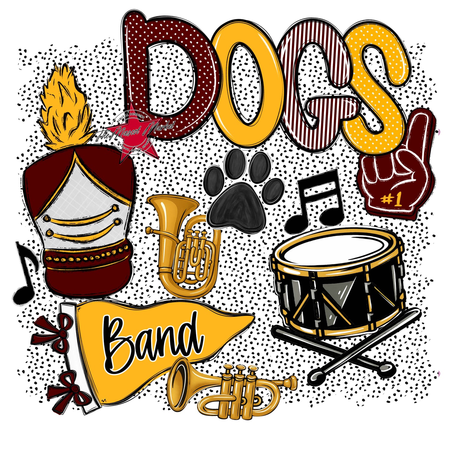 Dogs Band Spirit-Maroon & Yellow