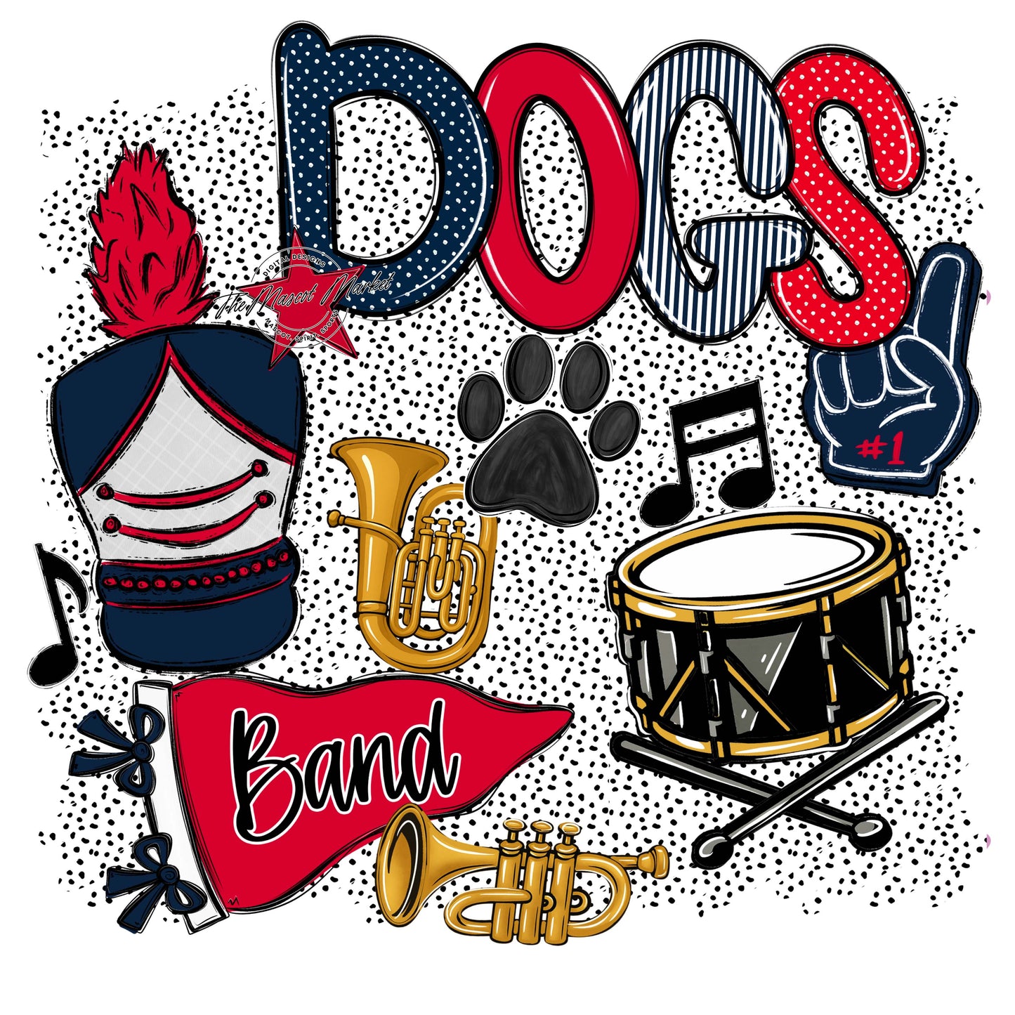 Dogs Band Spirit-Navy & Red