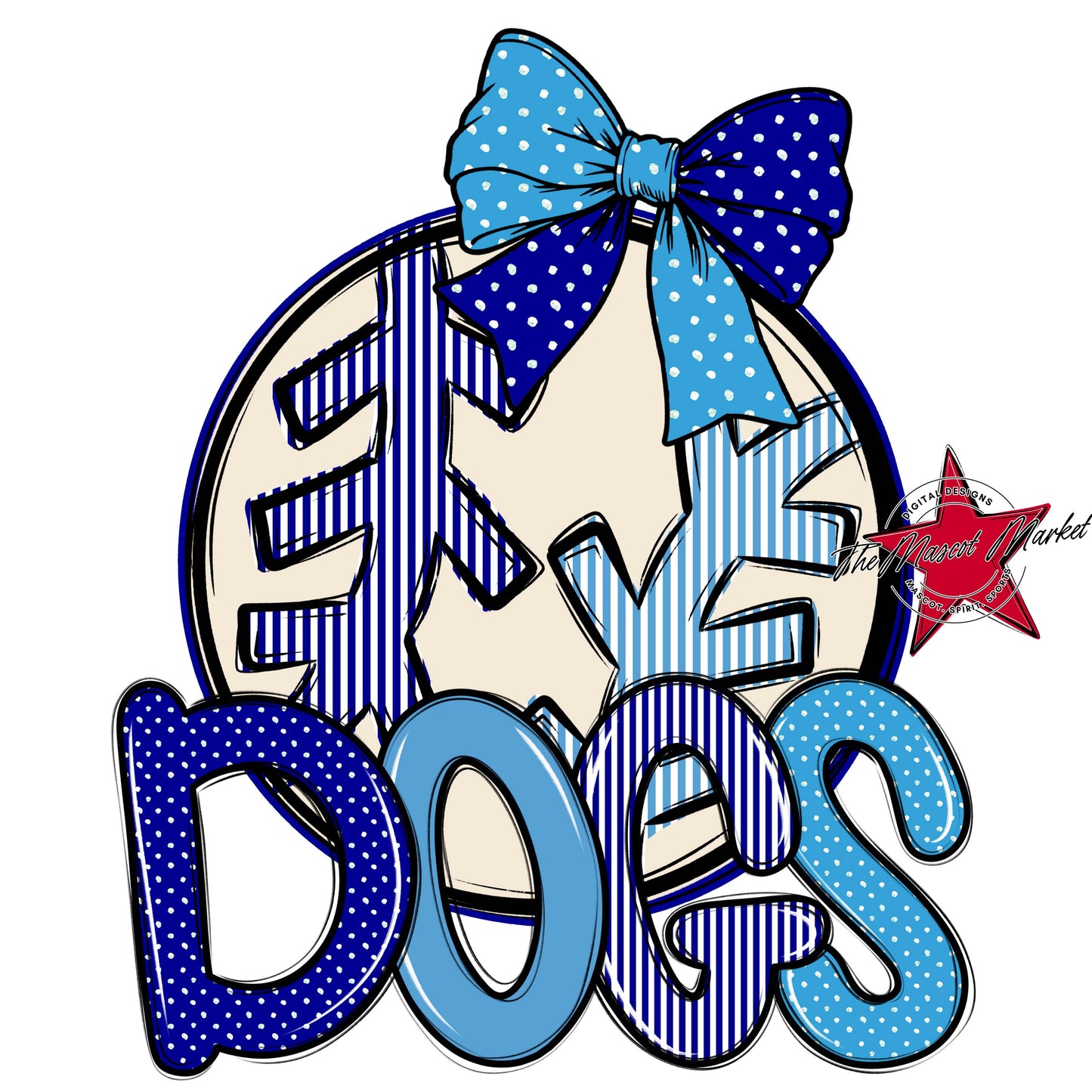 Dogs Baseball-Softball Spirit Design-Blue & Carolina Blue