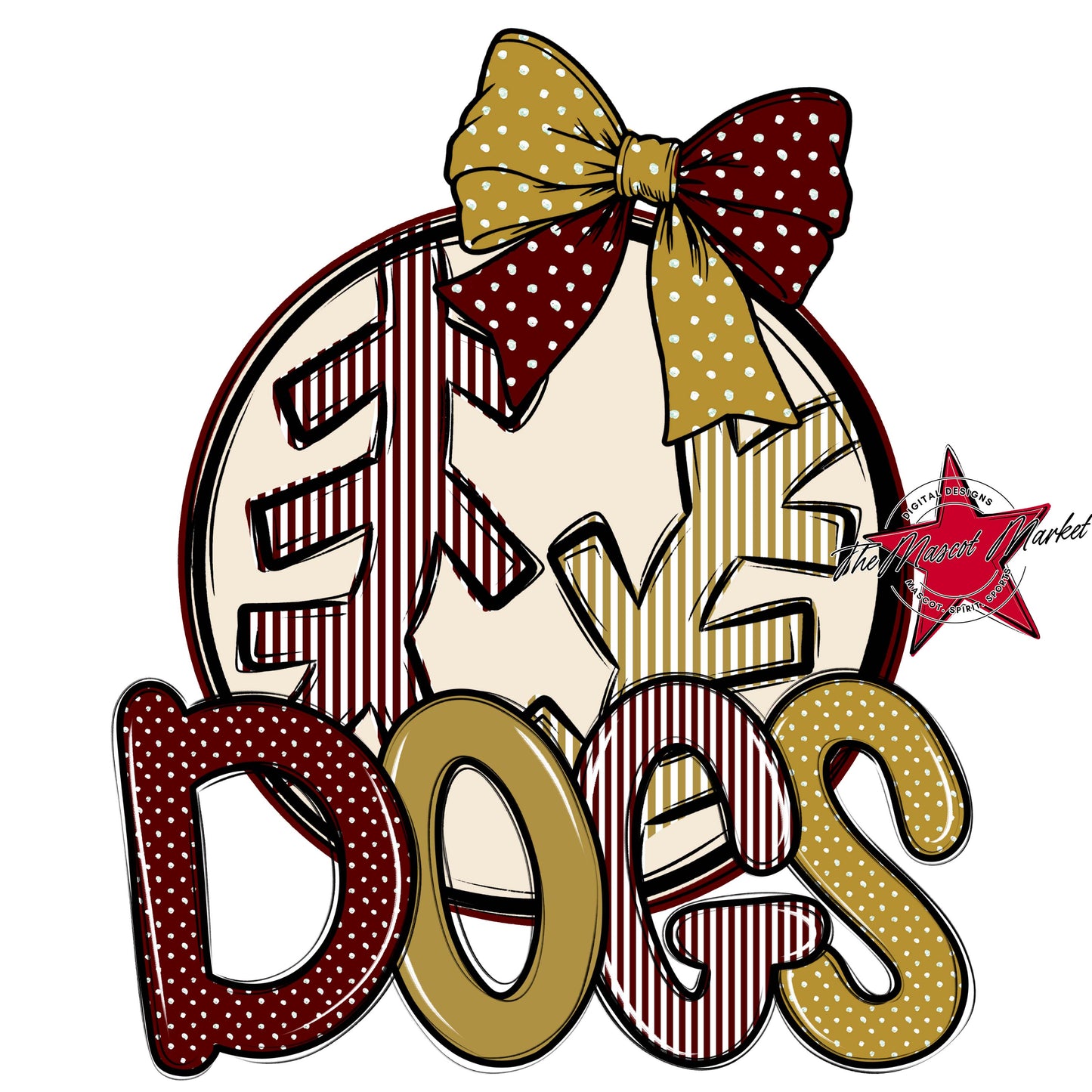 Dogs Baseball-Softball Spirit Design-Maroon & Gold