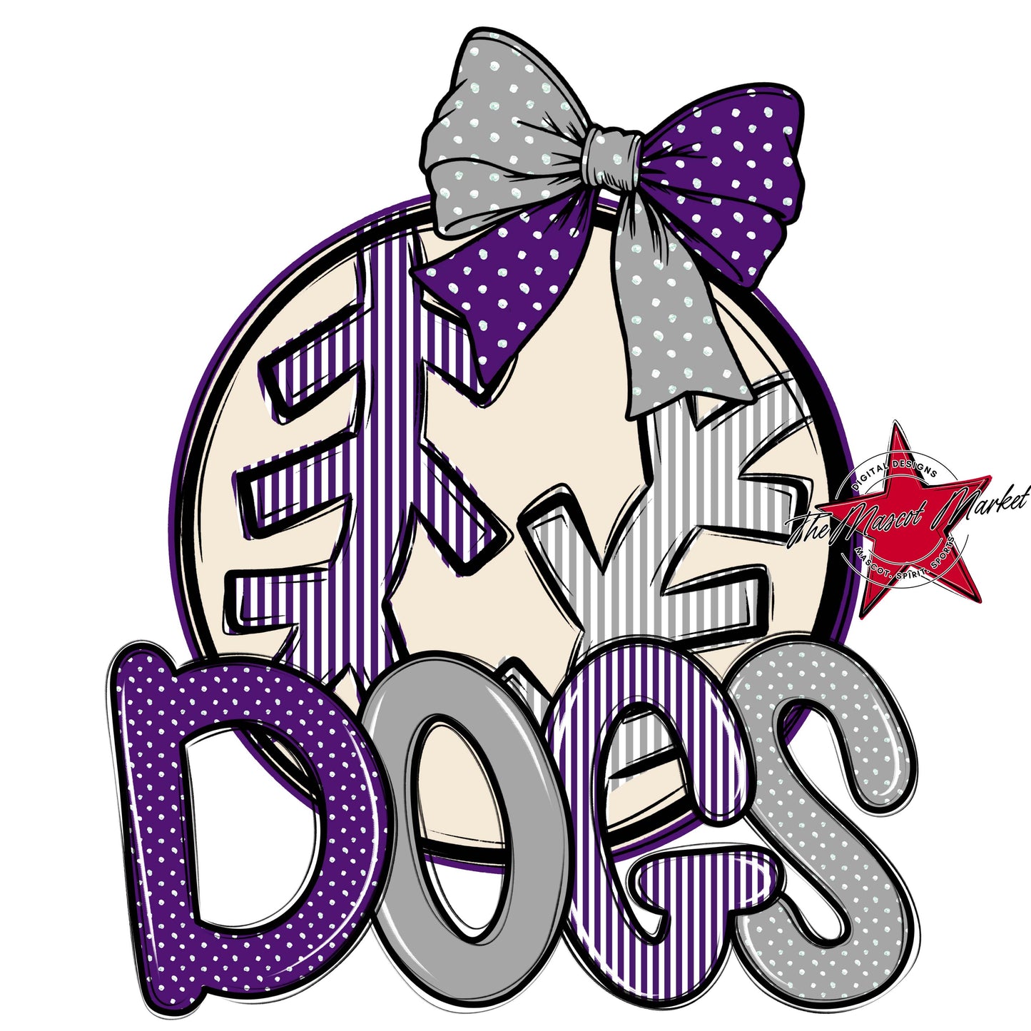 Dogs Baseball-Softball Spirit Design-Purple & Grey
