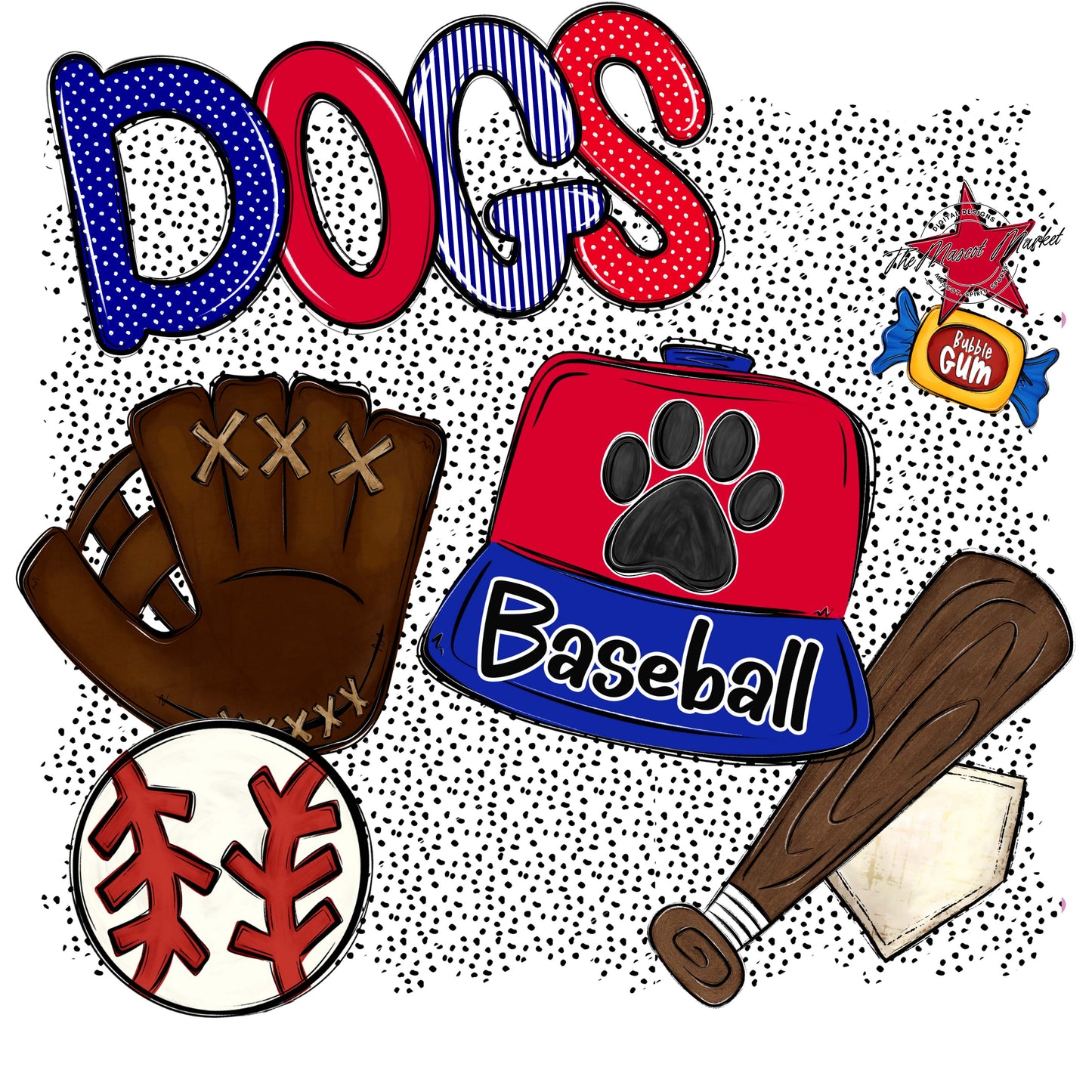 Dogs Baseball Spirit-Blue & Red
