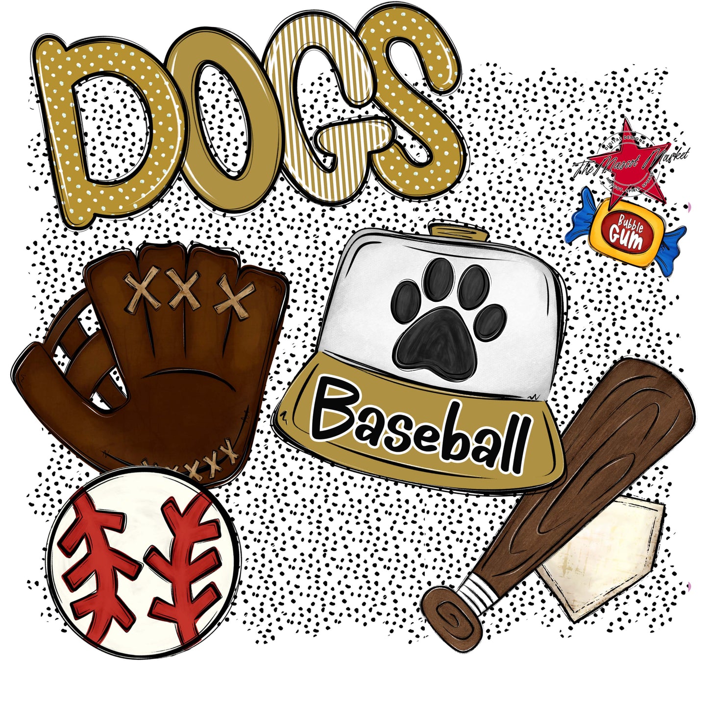 Dogs Baseball Spirit-Gold