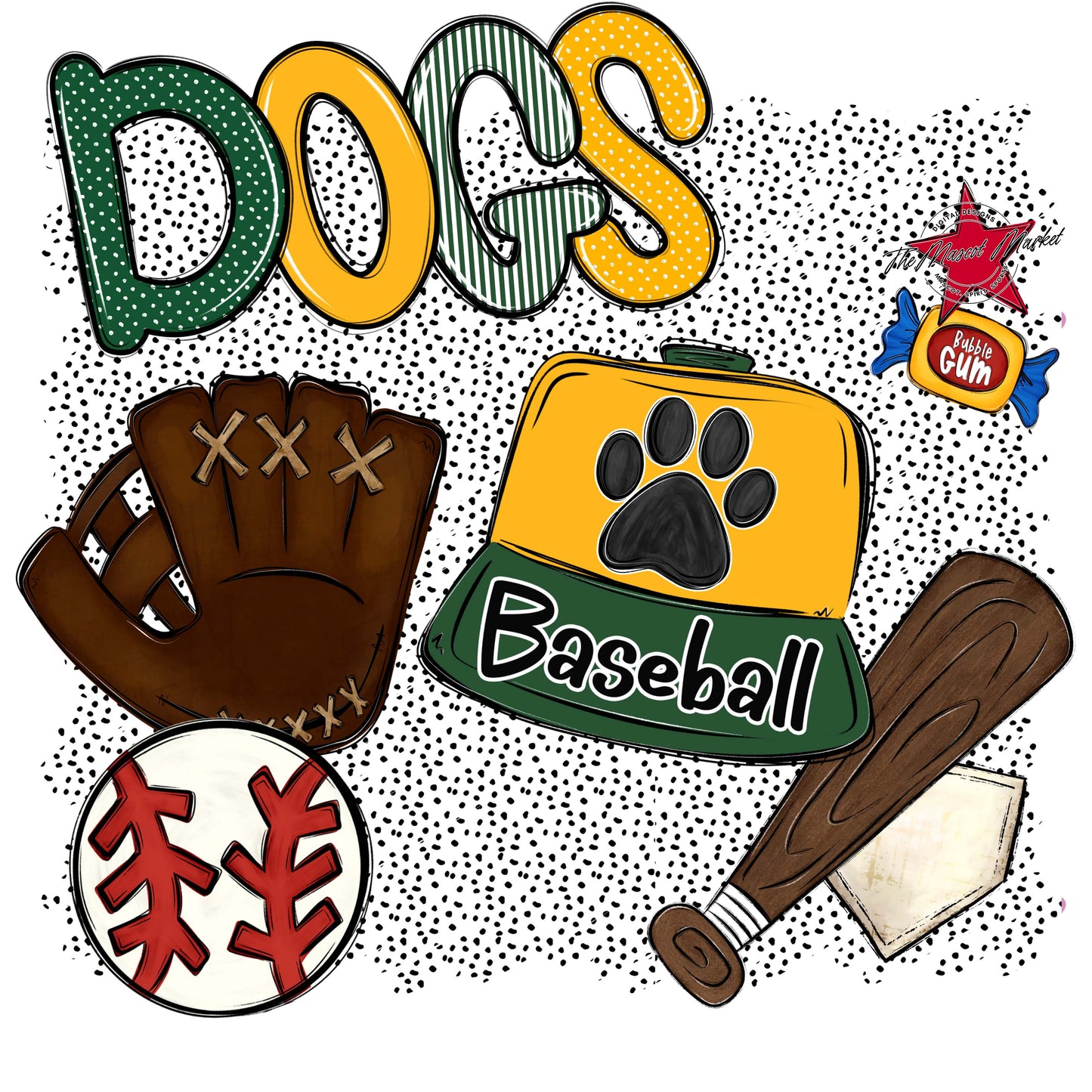 Dogs Baseball Spirit-Green & Yellow