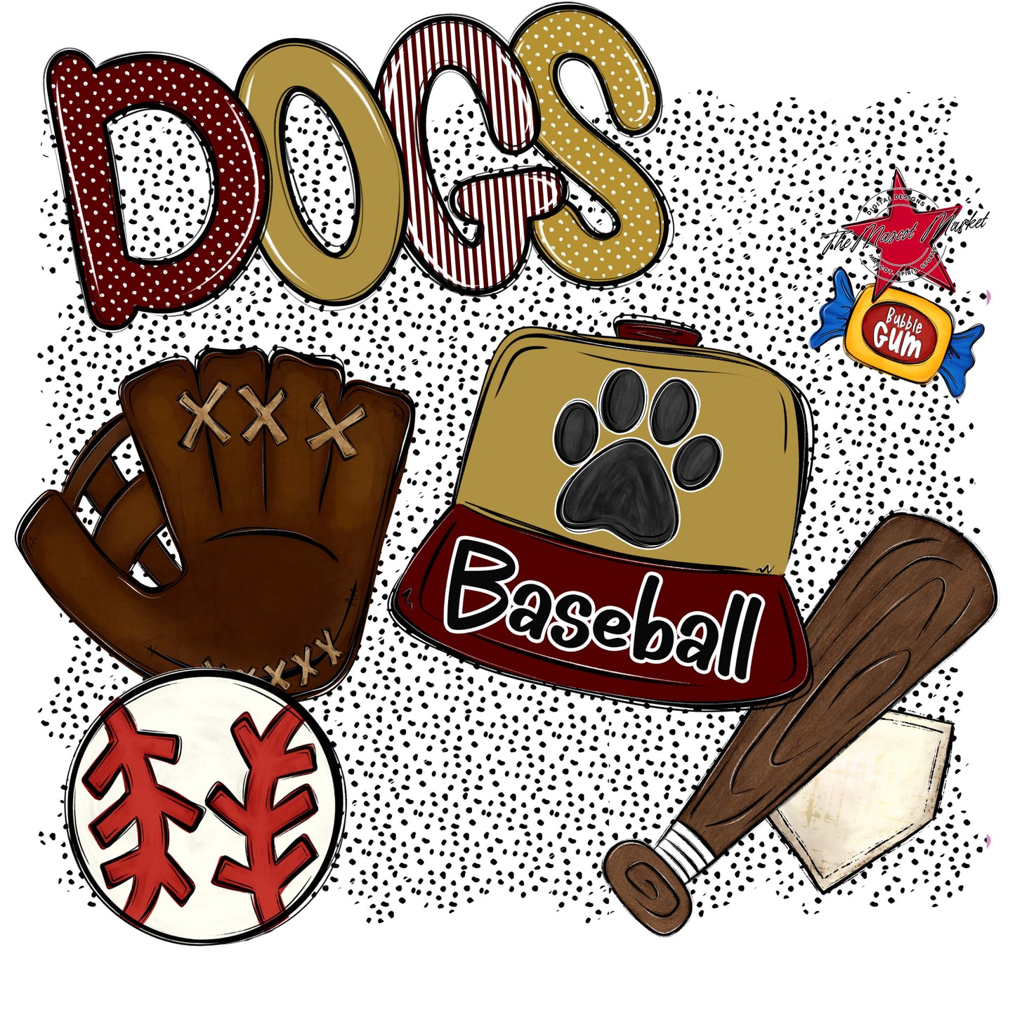 Dogs Baseball Spirit-Maroon & Gold