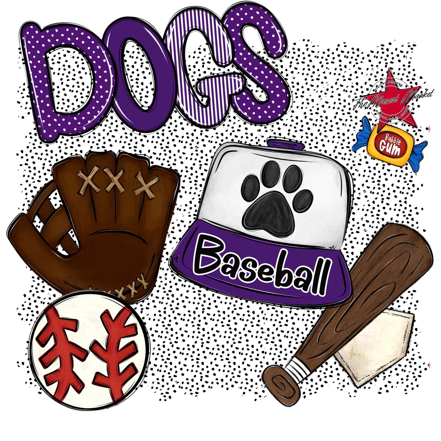 Dogs Baseball Spirit-Purple