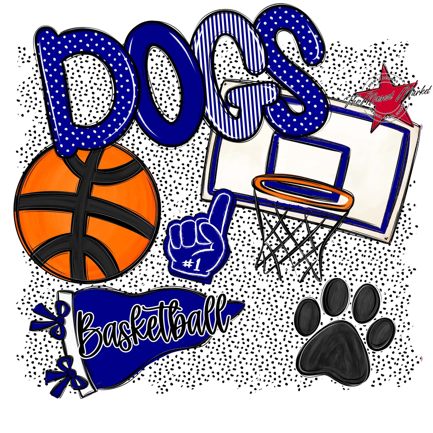 Dogs Basketball Spirit-Blue