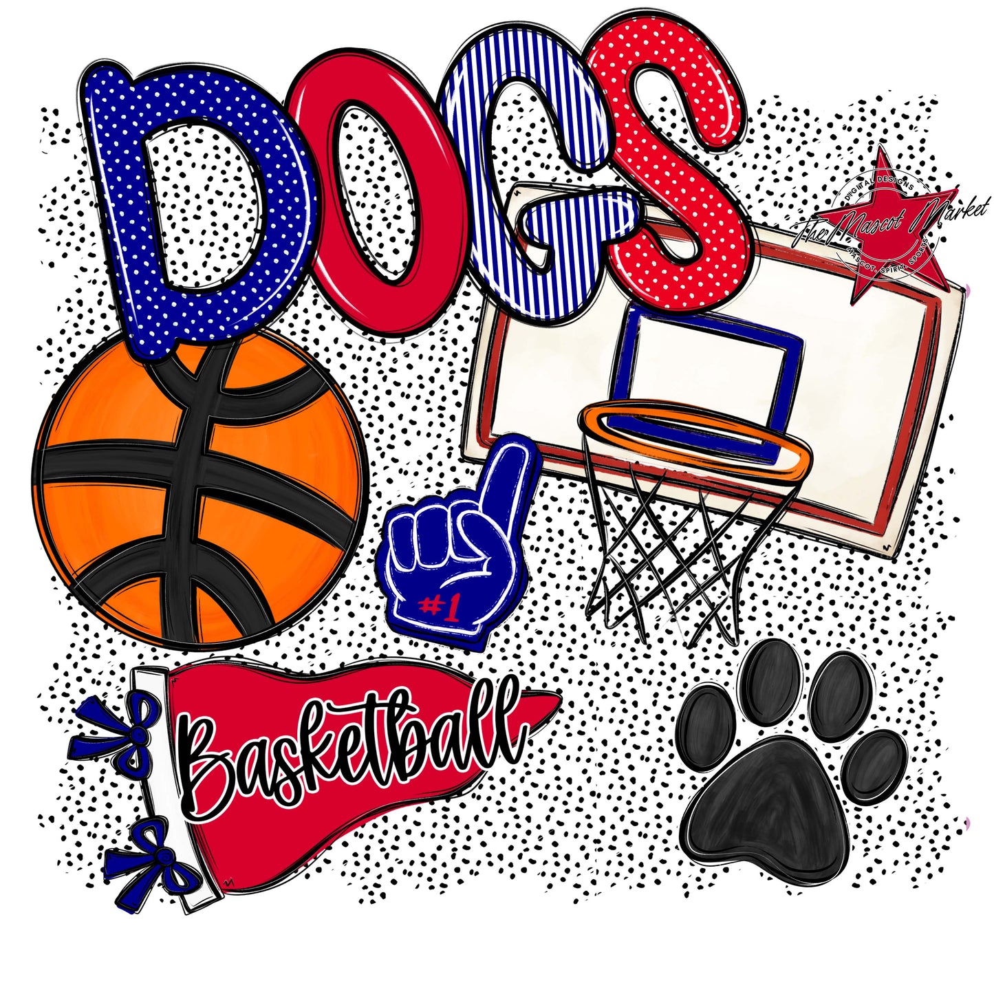 Dogs Basketball Spirit-Blue & Red