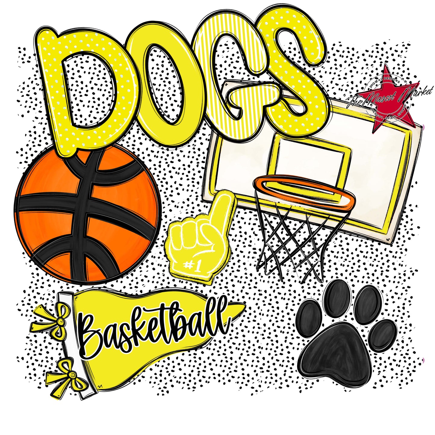 Dogs Basketball Spirit-Bright Yellow