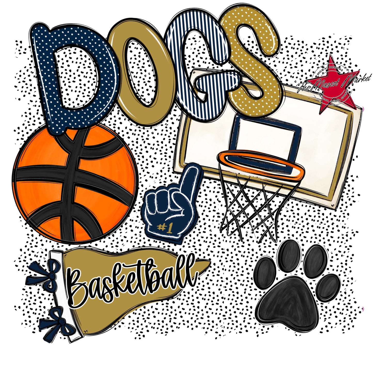 Dogs Basketball Spirit-Navy & Gold