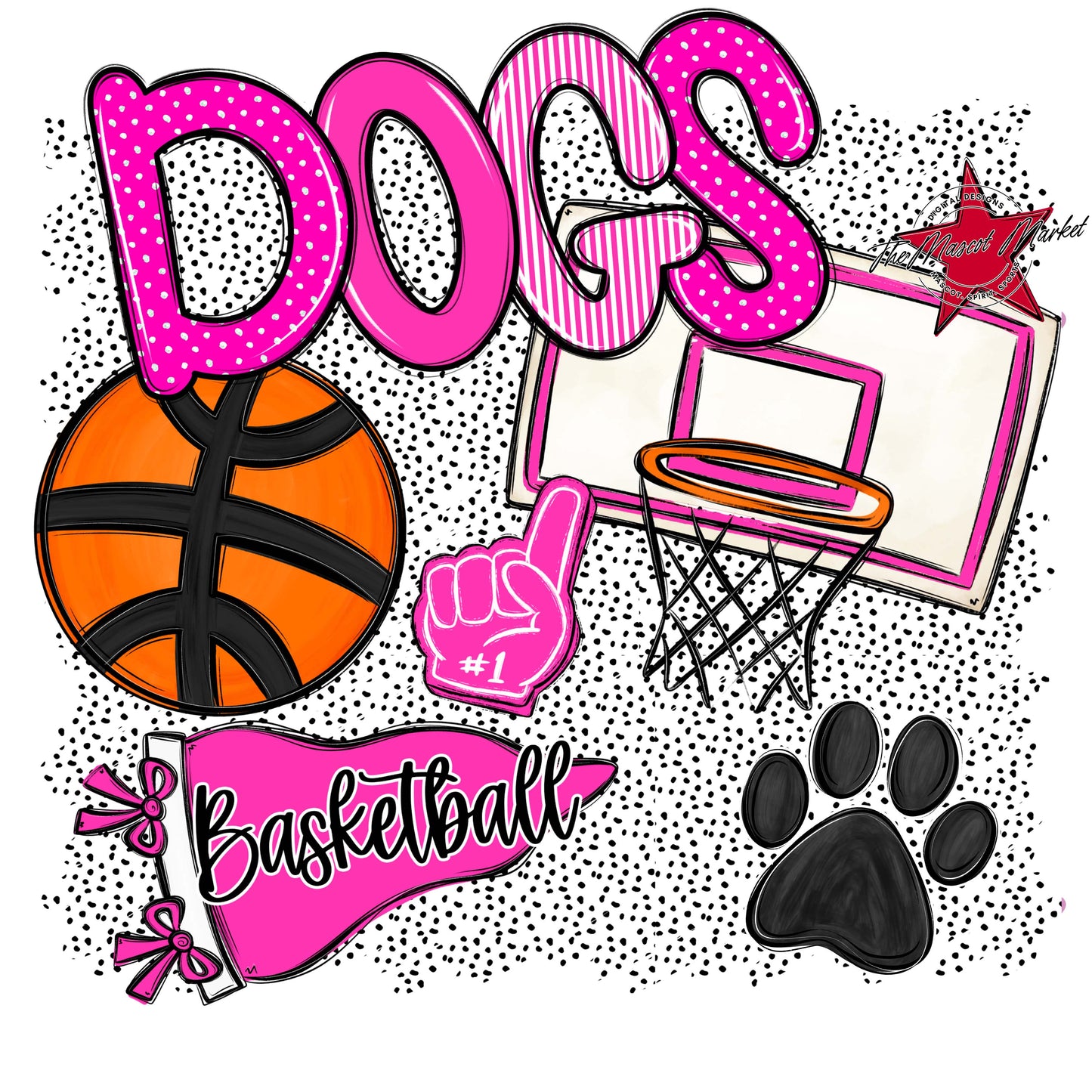 Dogs Basketball Spirit-Pink