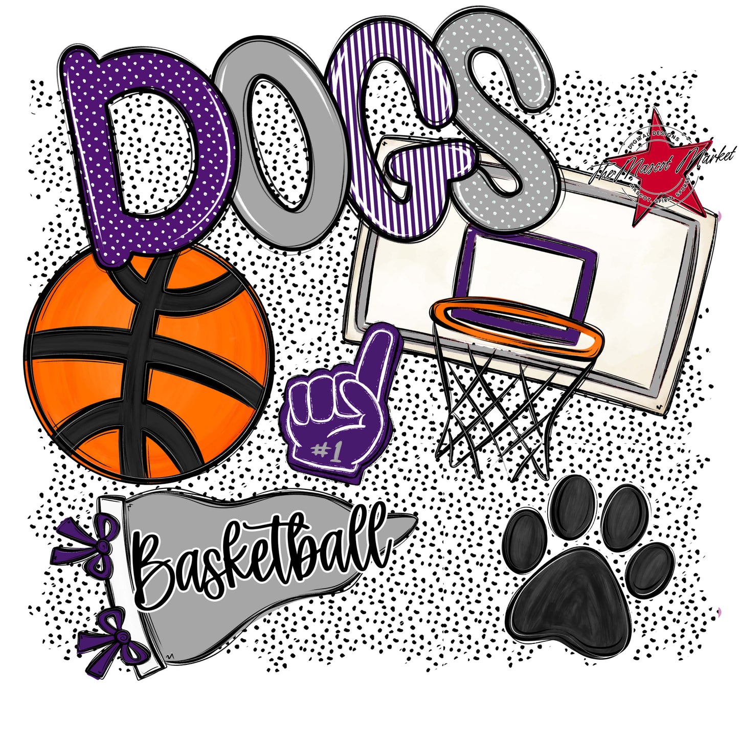 Dogs Basketball Spirit-Purple & Grey