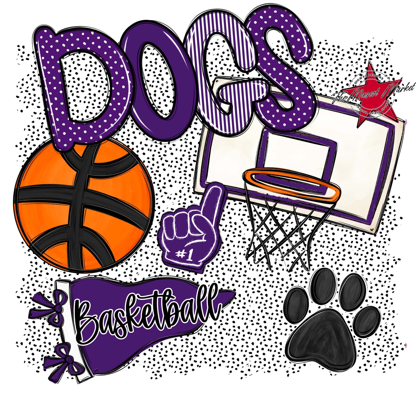 Dogs Basketball Spirit-Purple