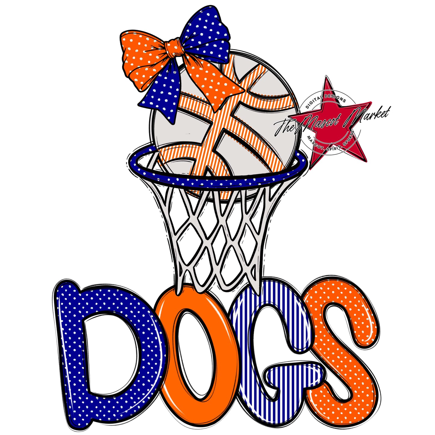 Dogs Basketball Spirit Design-Blue & Orange