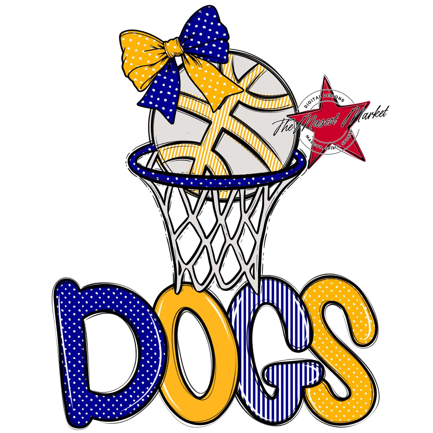 Dogs Basketball Spirit Design-Blue & Yellow