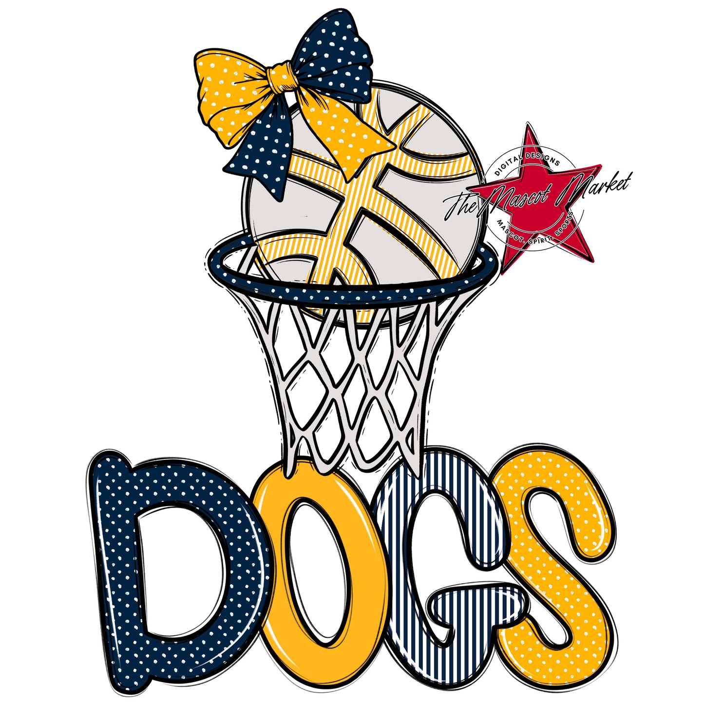 Dogs Basketball Spirit Design-Navy & Yellow