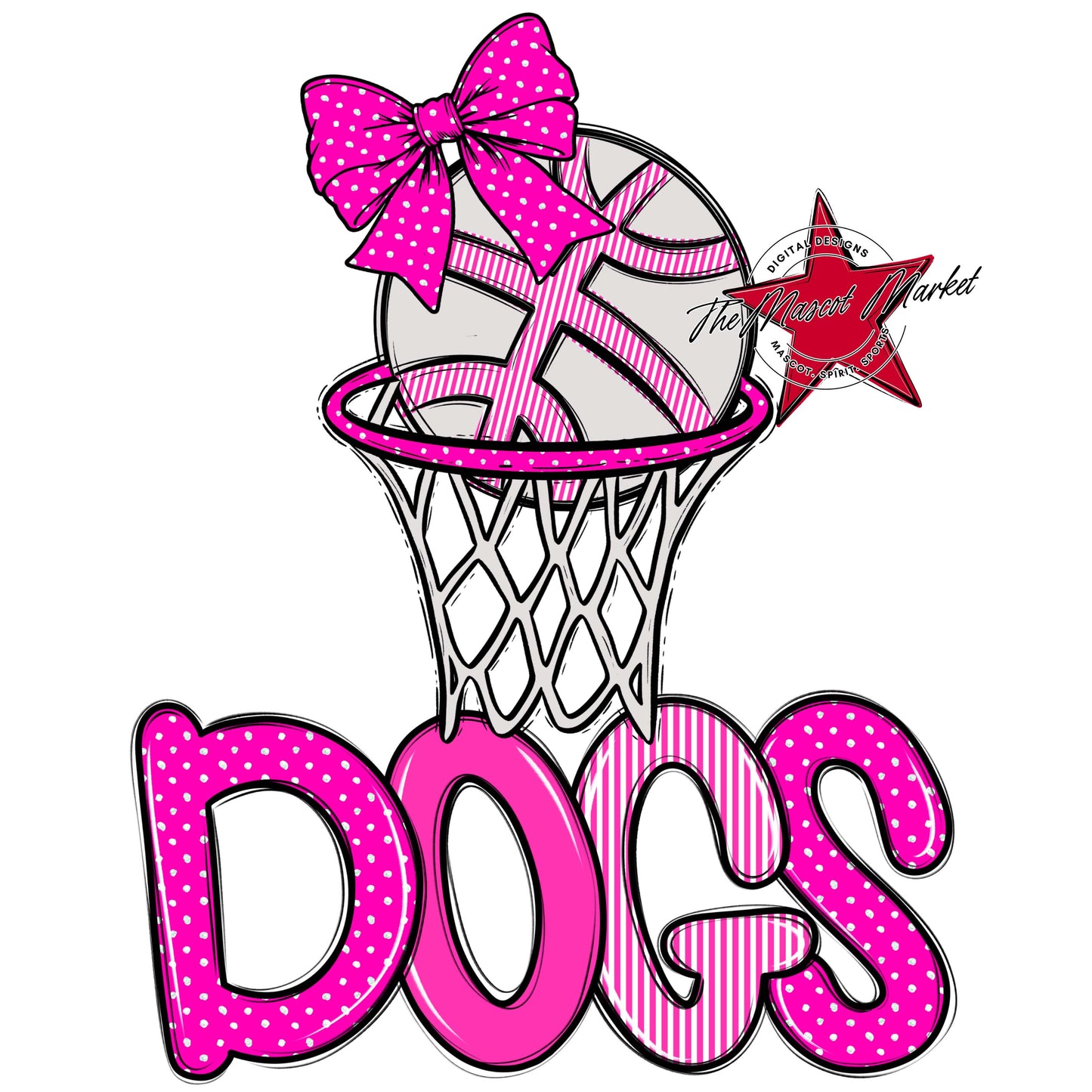 Dogs Basketball Spirit Design-Pink