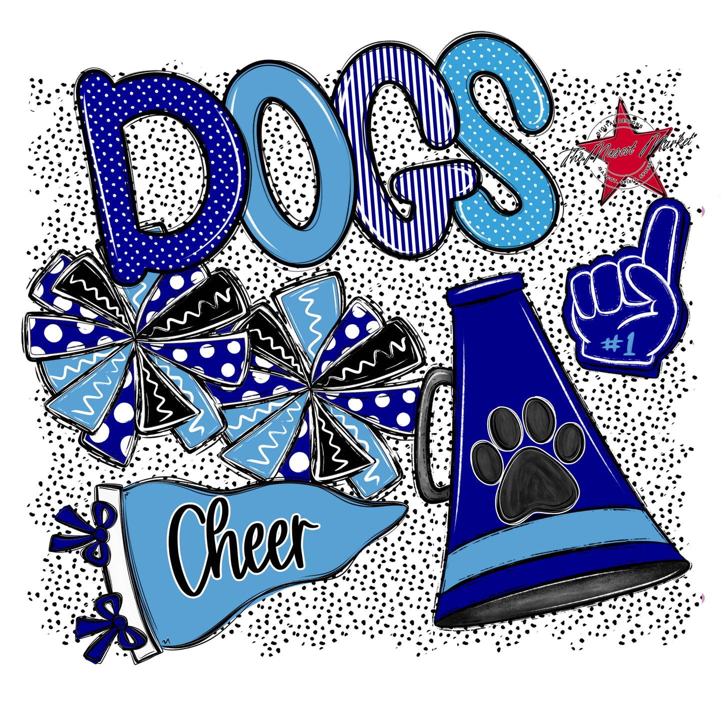 Dogs Cheer Spirit-Blue & Carolina Blue