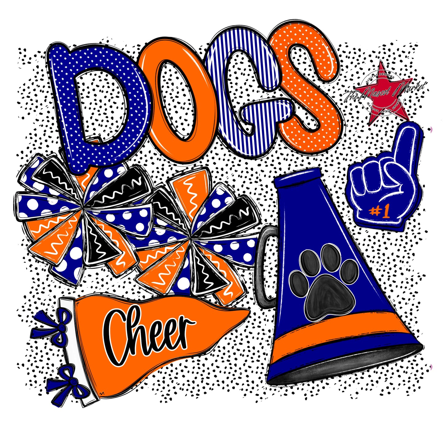 Dogs Cheer Spirit-Blue & Orange