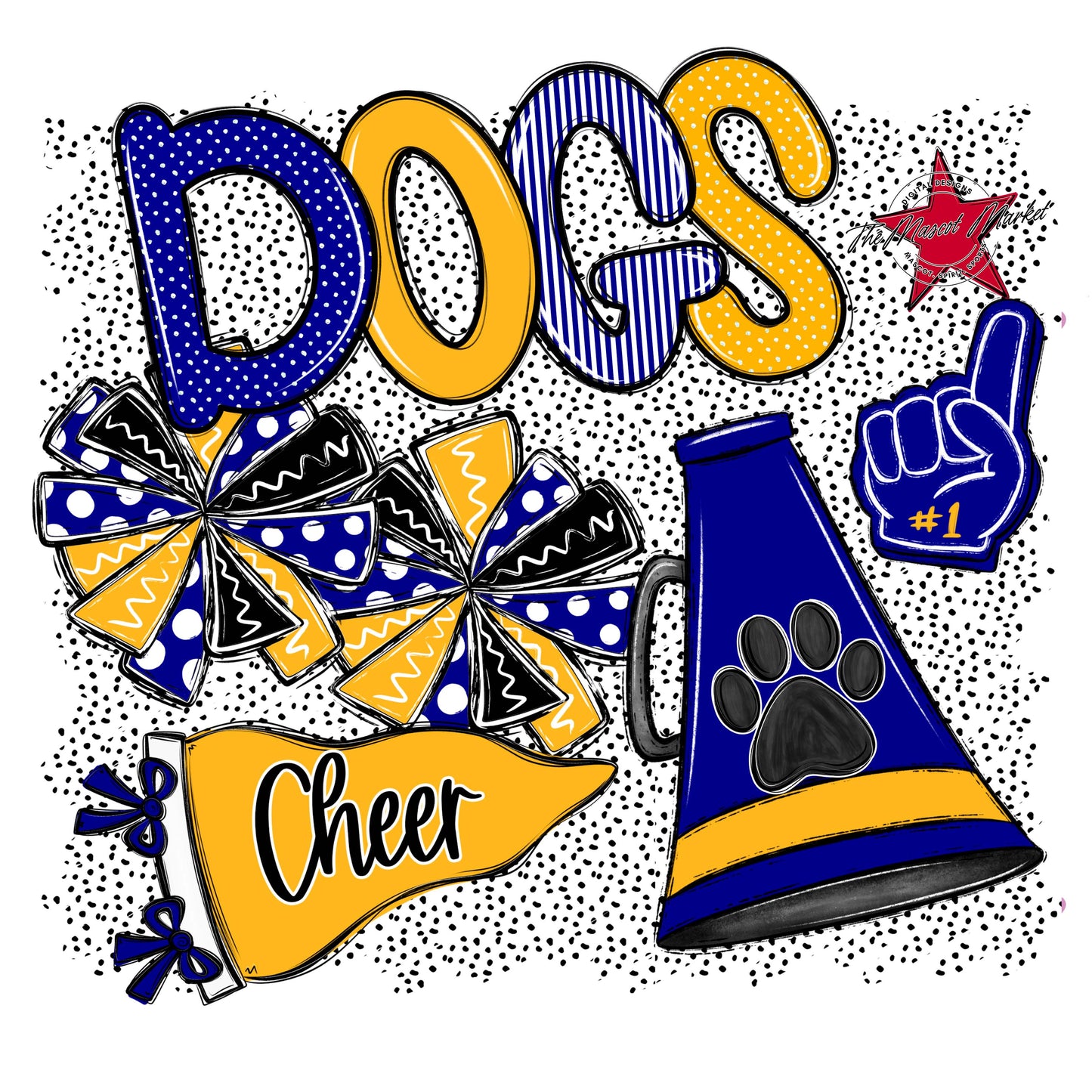 Dogs Cheer Spirit-Blue & Yellow