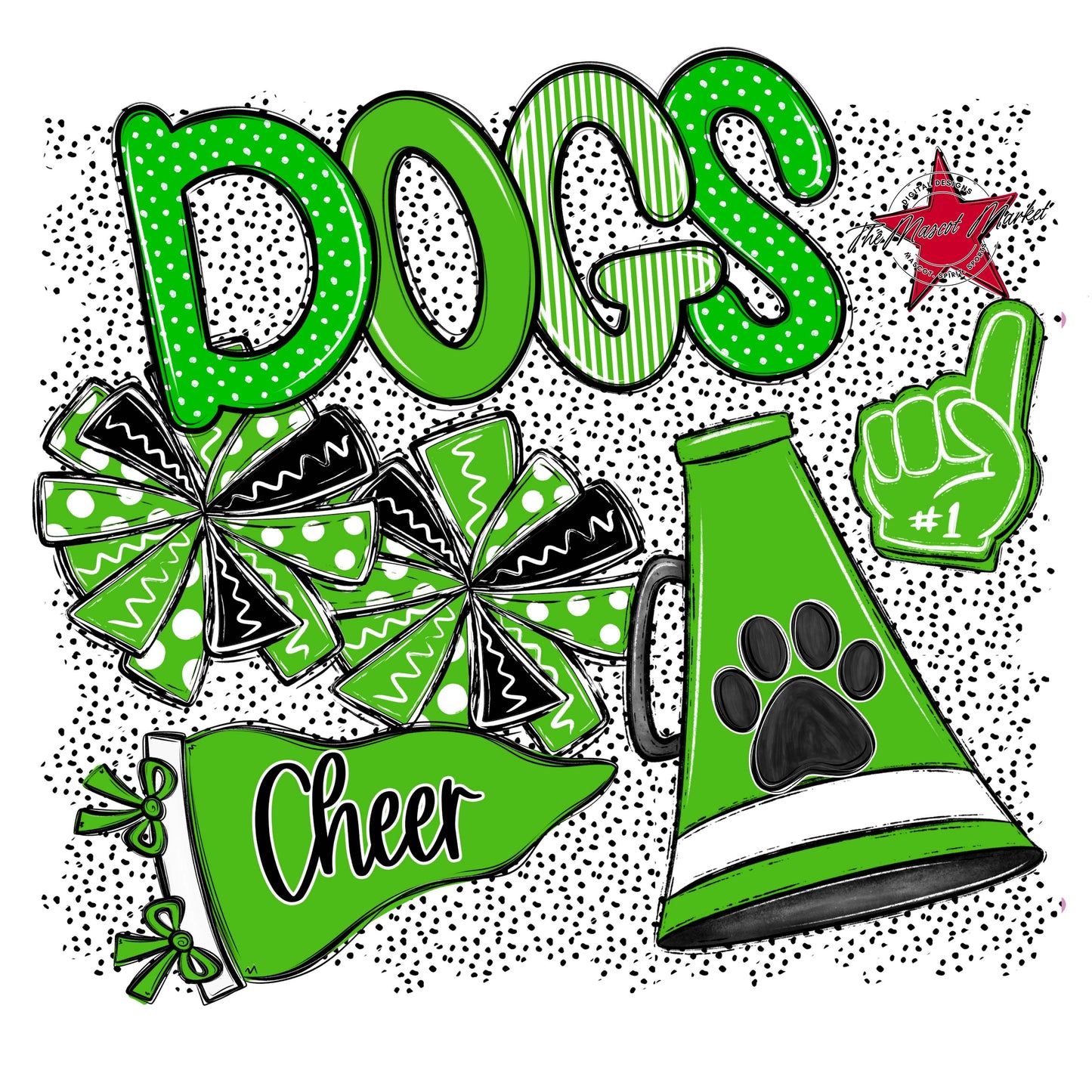 Dogs Cheer Spirit-Bright Green