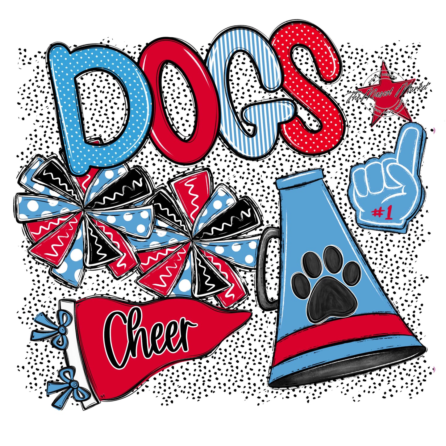 Dogs Cheer Spirit-Carolina Blue & Red