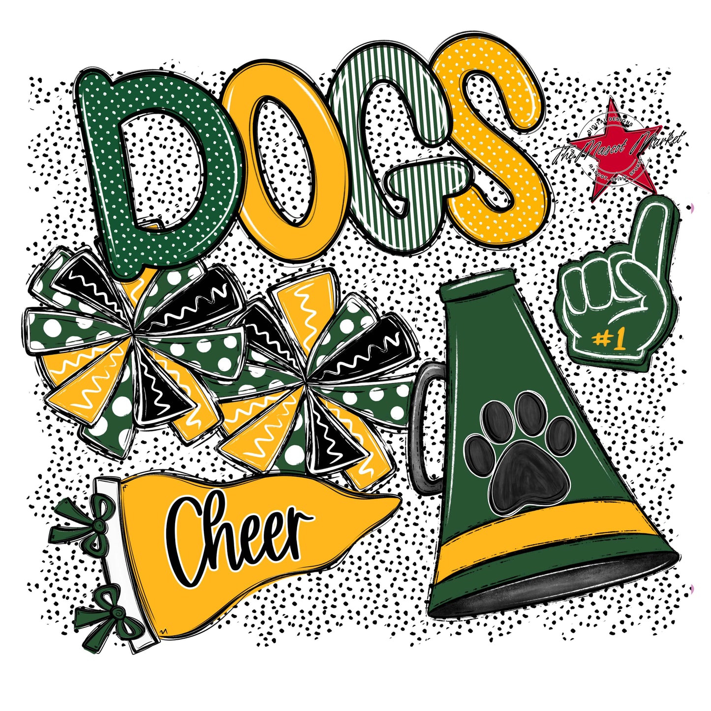 Dogs Cheer Spirit-Green & Yellow