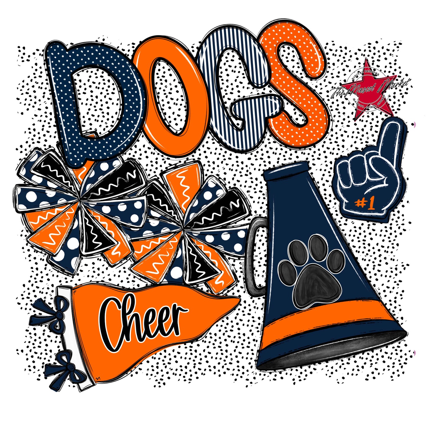 Dogs Cheer Spirit-Navy & Orange