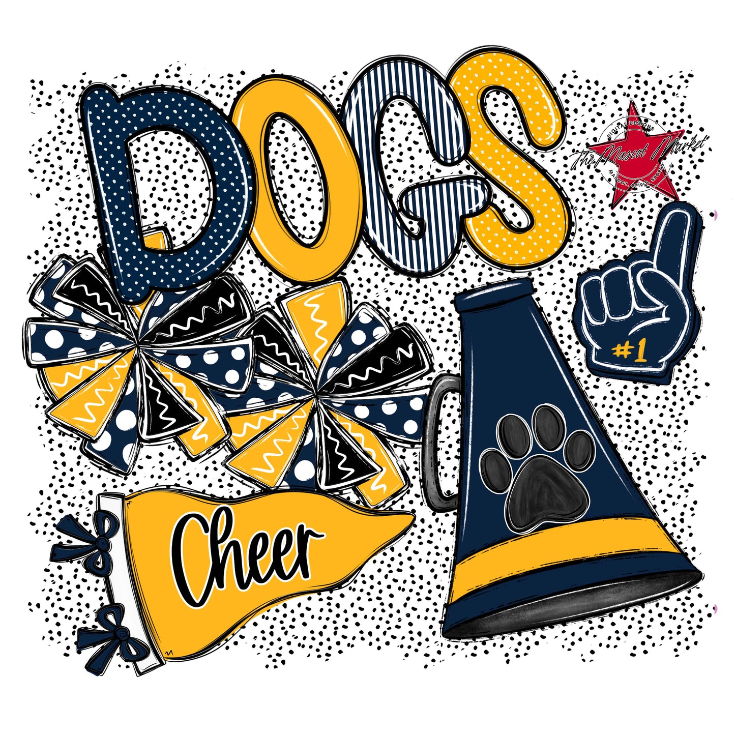 Dogs Cheer Spirit-Navy & Yellow