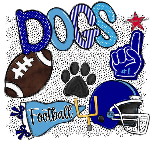 Dogs Football Spirit-Blue & Carolina Blue