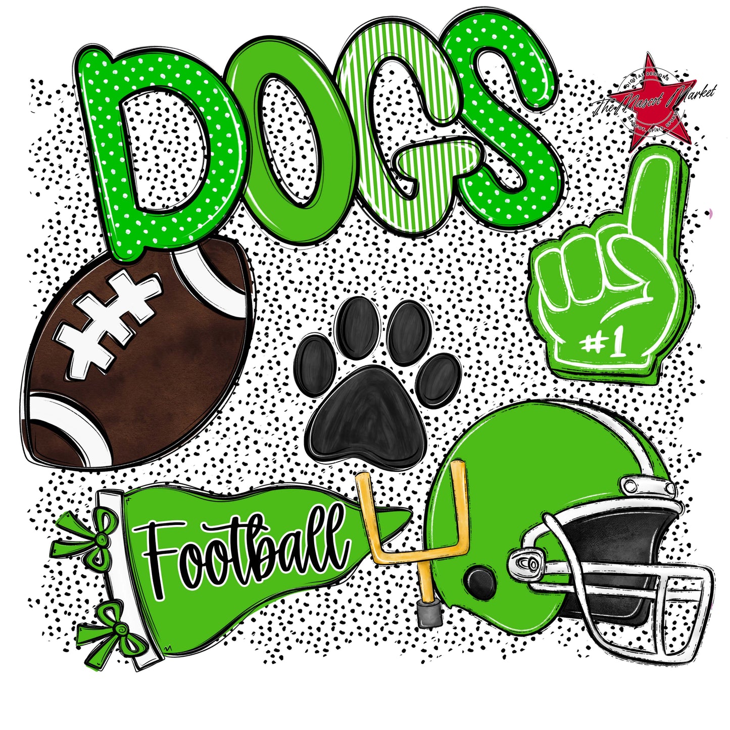 Dogs Football Spirit-Bright Green