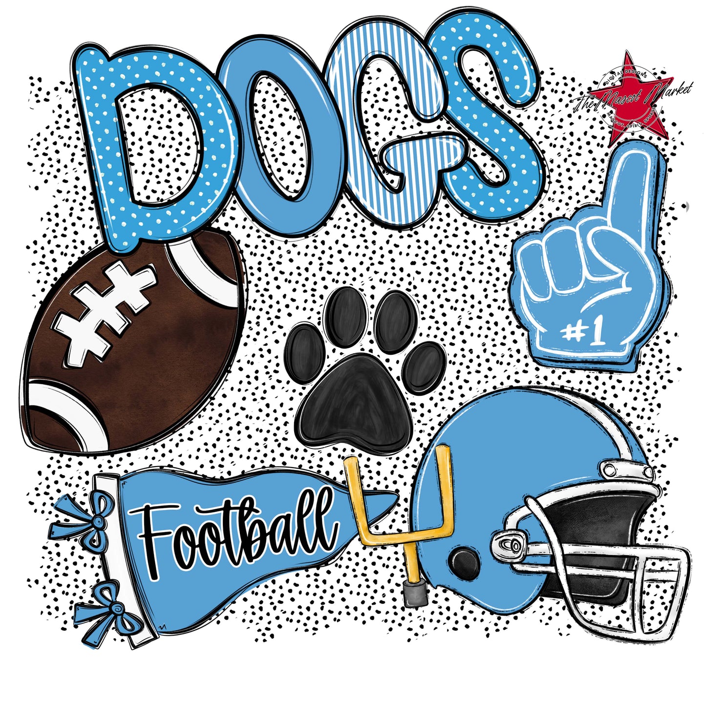 Dogs Football Spirit-Carolina Blue