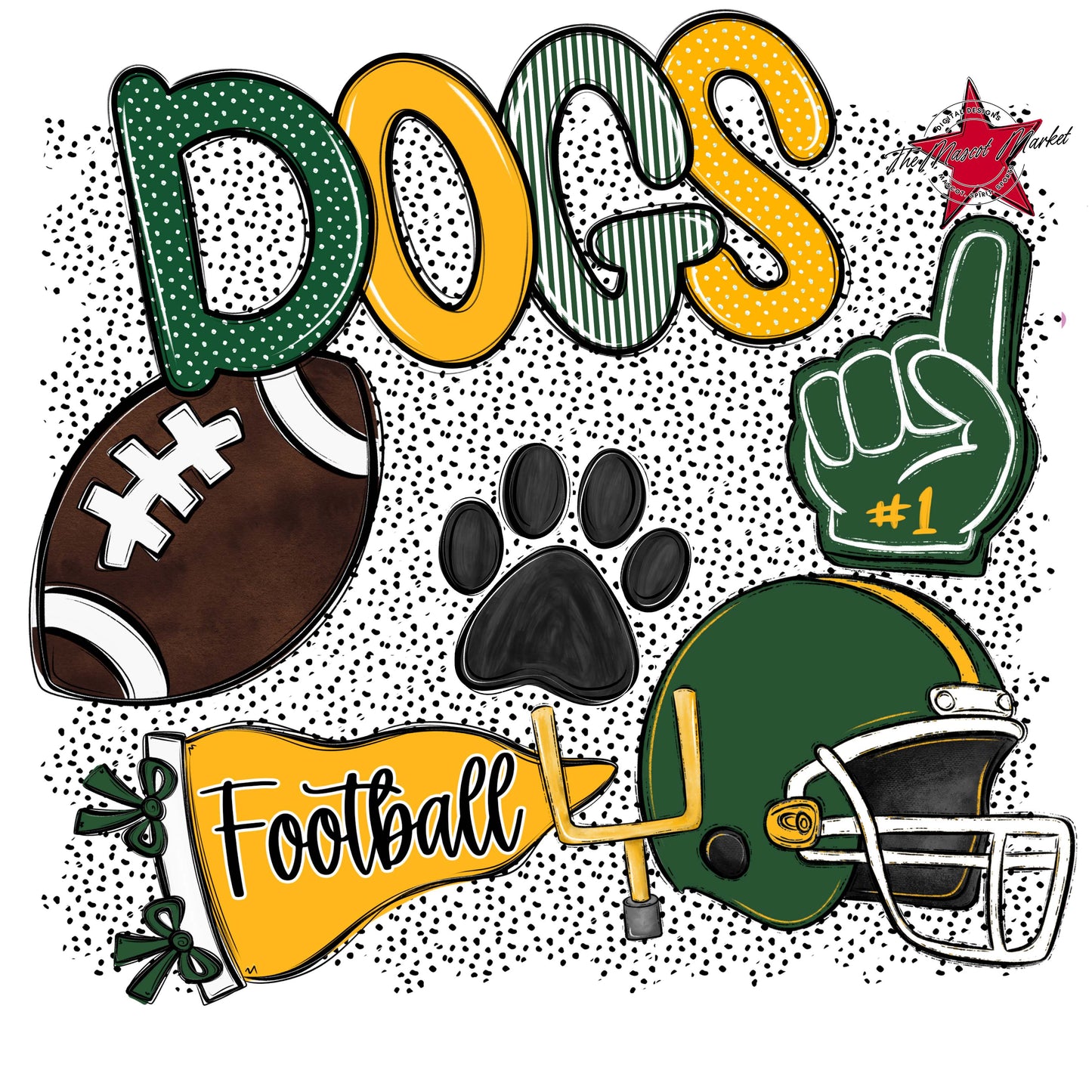 Dogs Football Spirit-Green & Yellow