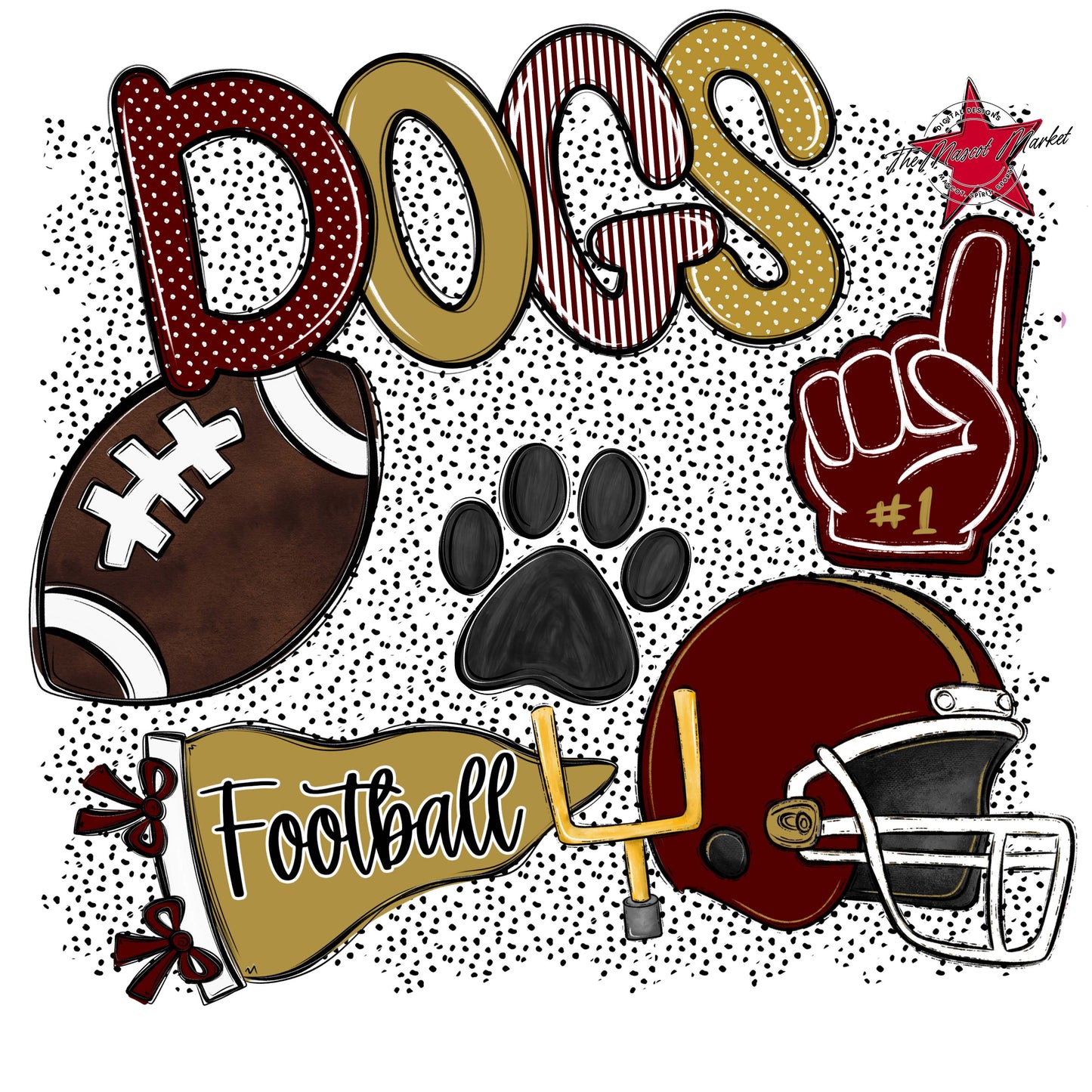 Dogs Football Spirit-Maroon & Gold