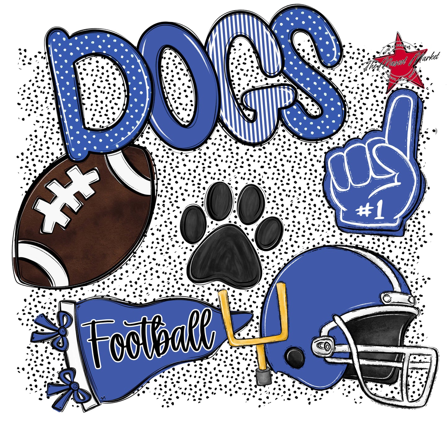 Dogs Football Spirit-Off Blue
