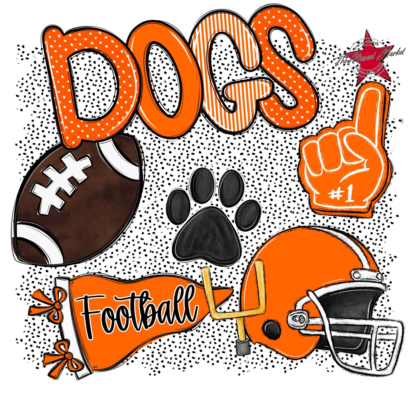 Dogs Football Spirit-Orange