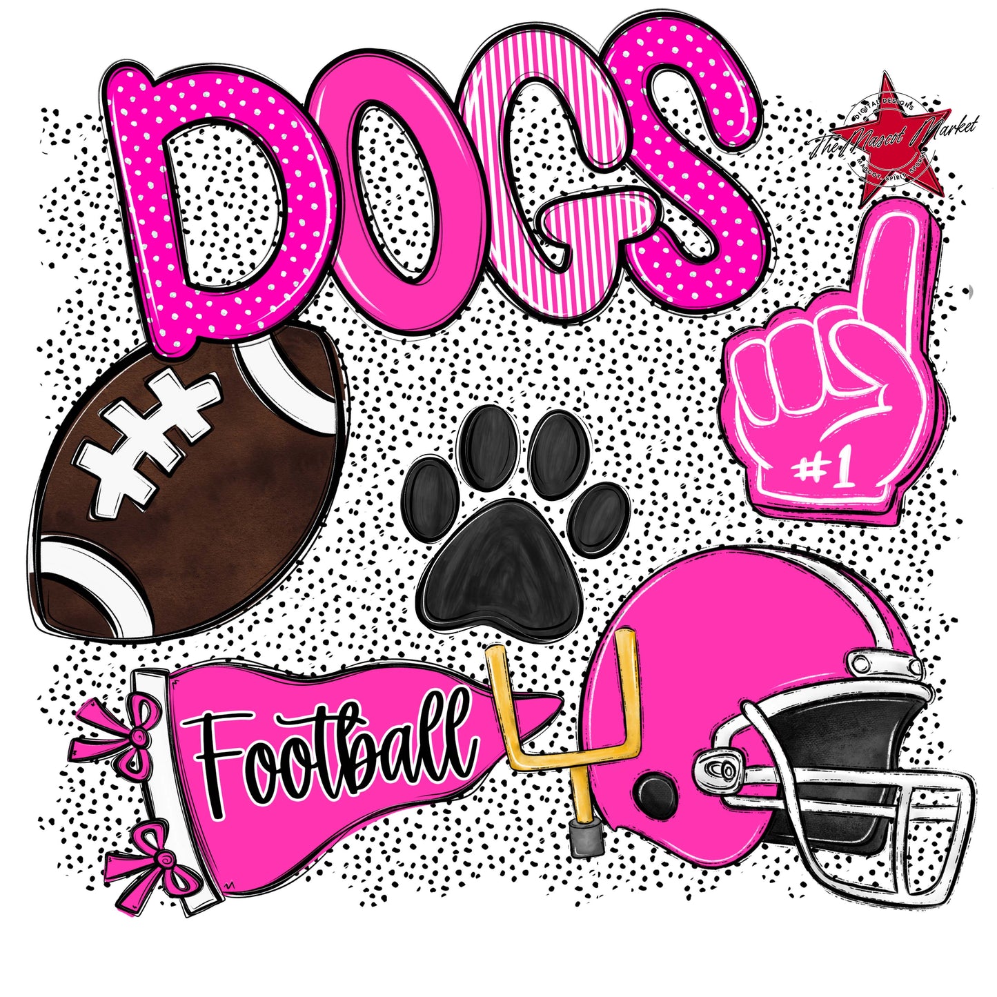 Dogs Football Spirit-Pink