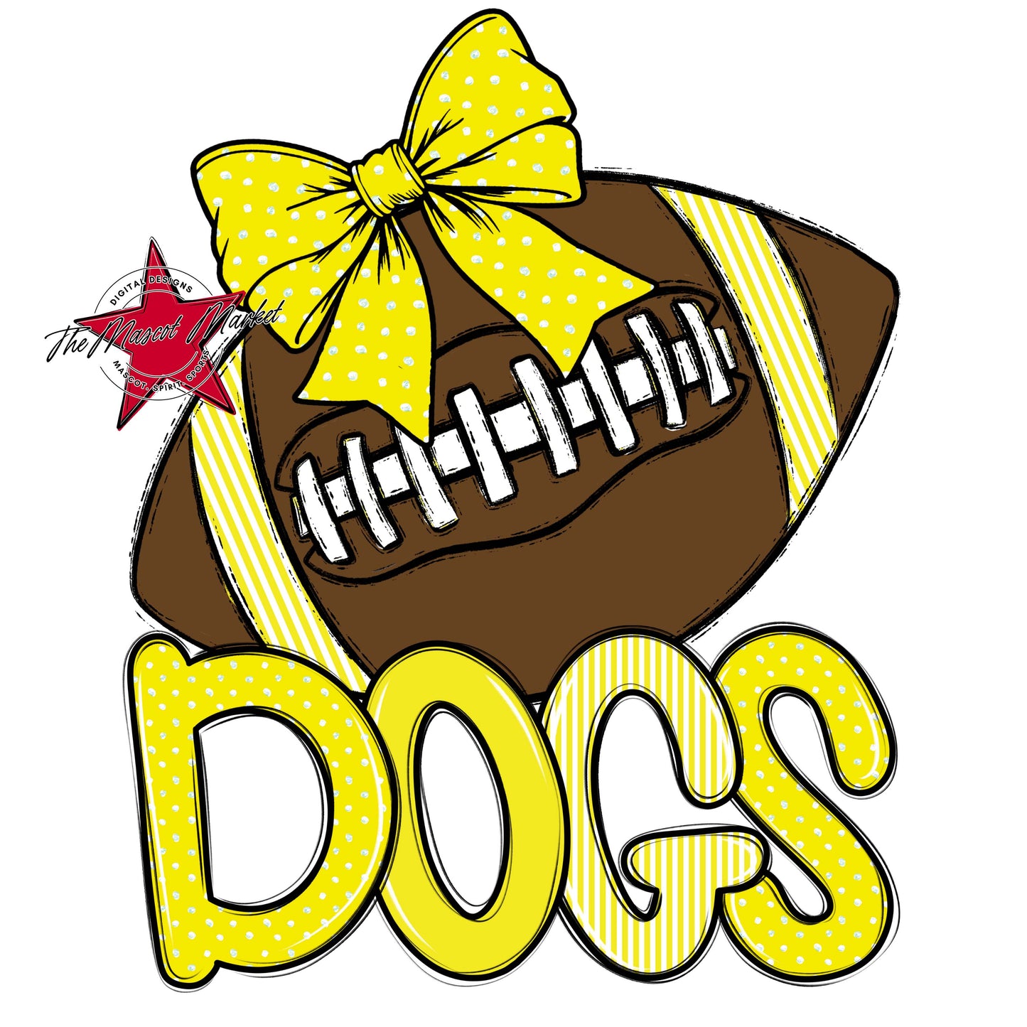 Dogs Football Spirit Design-Bright Yellow