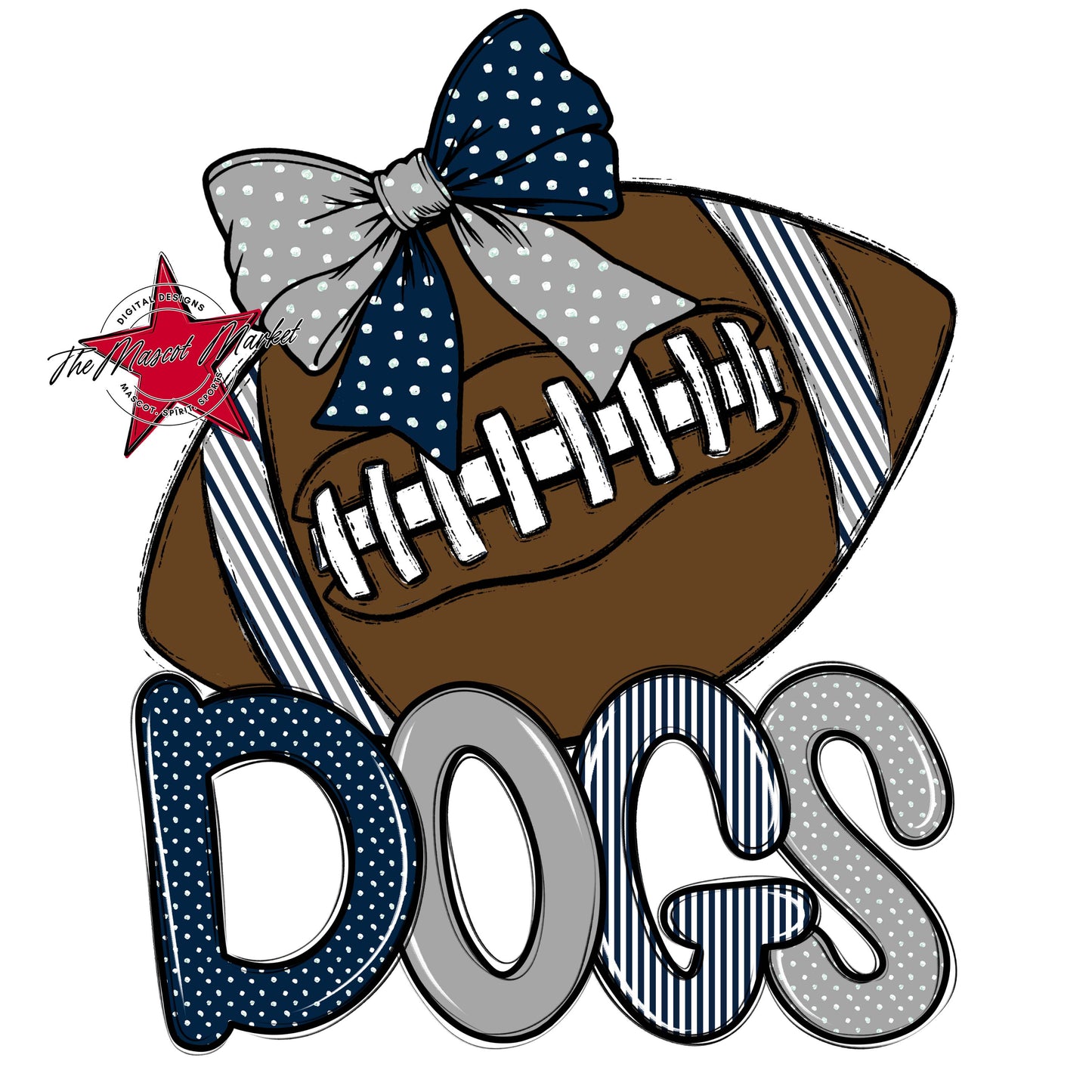 Dogs Football Spirit Design-Navy & Grey