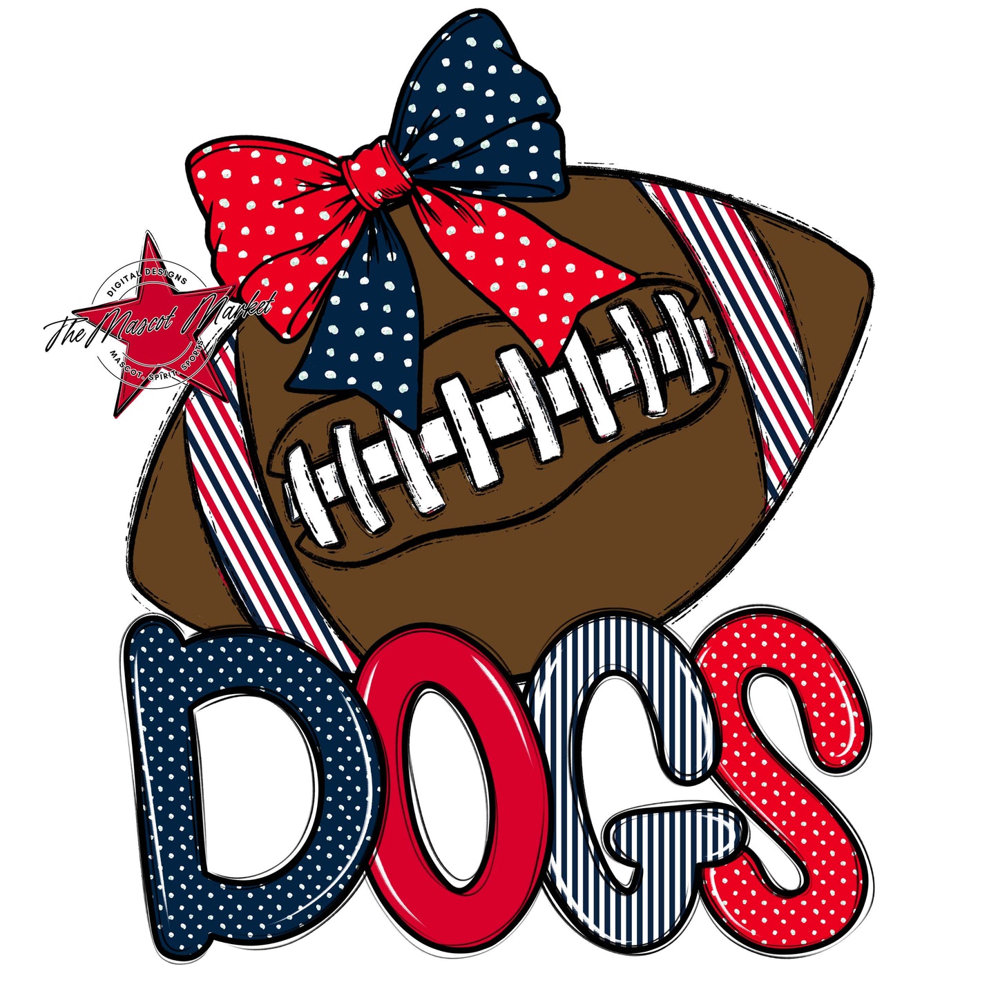Dogs Football Spirit Design-Navy & Red