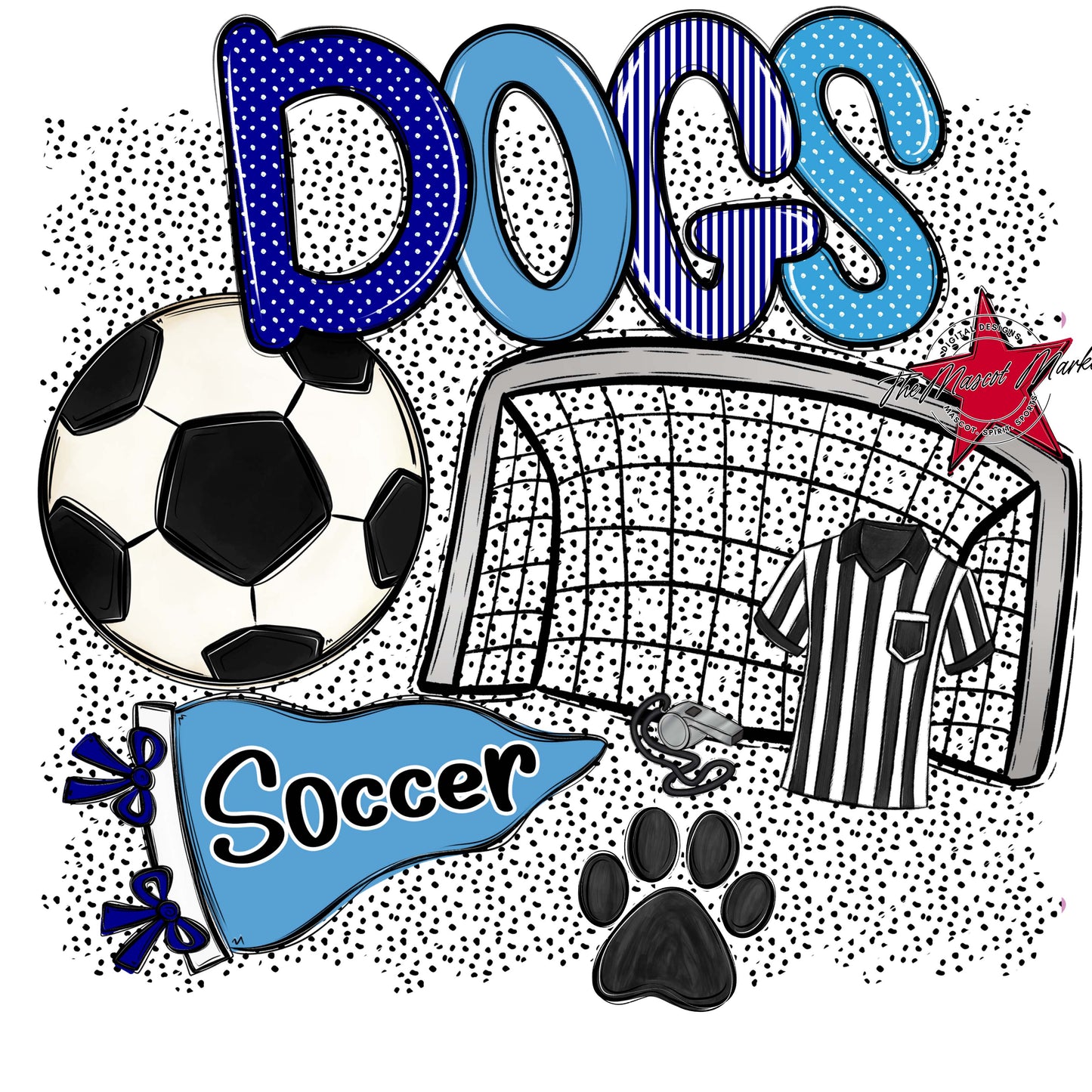 Dogs Soccer Spirit-Blue & Carolina Blue