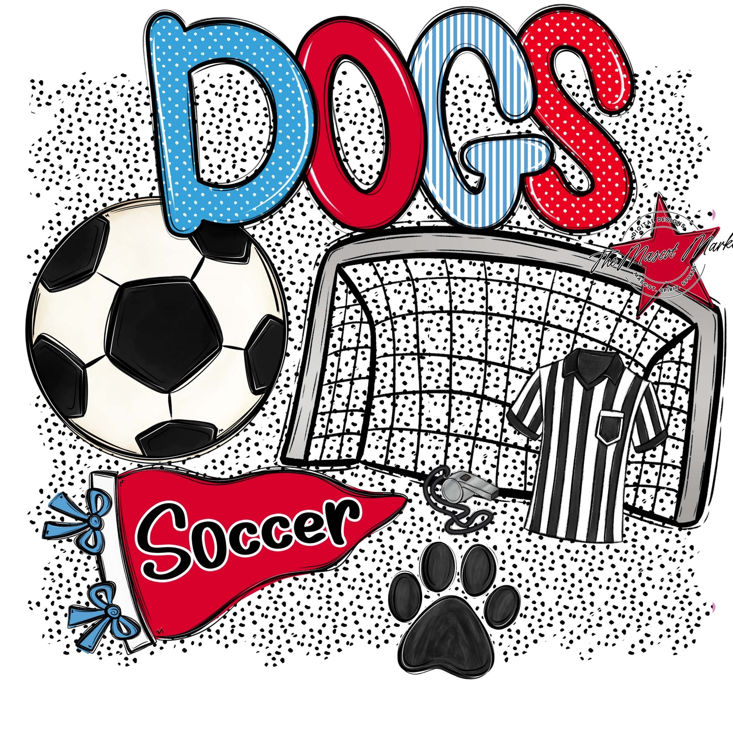 Dogs Soccer Spirit-Carolina Blue & Red