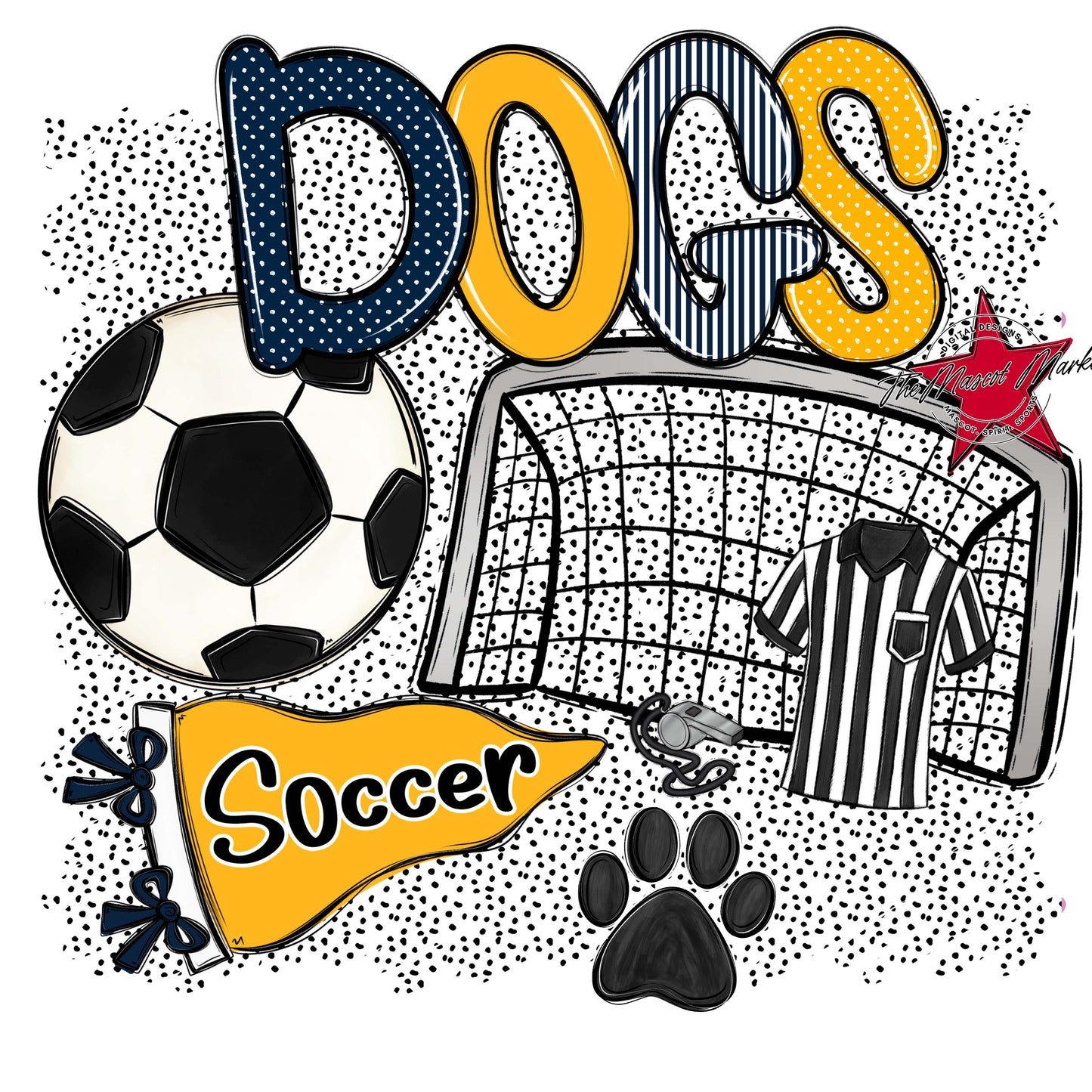 Dogs Soccer Spirit-Navy & Yellow